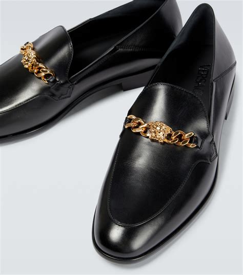 Versace Medusa Chain Leather Loafers 